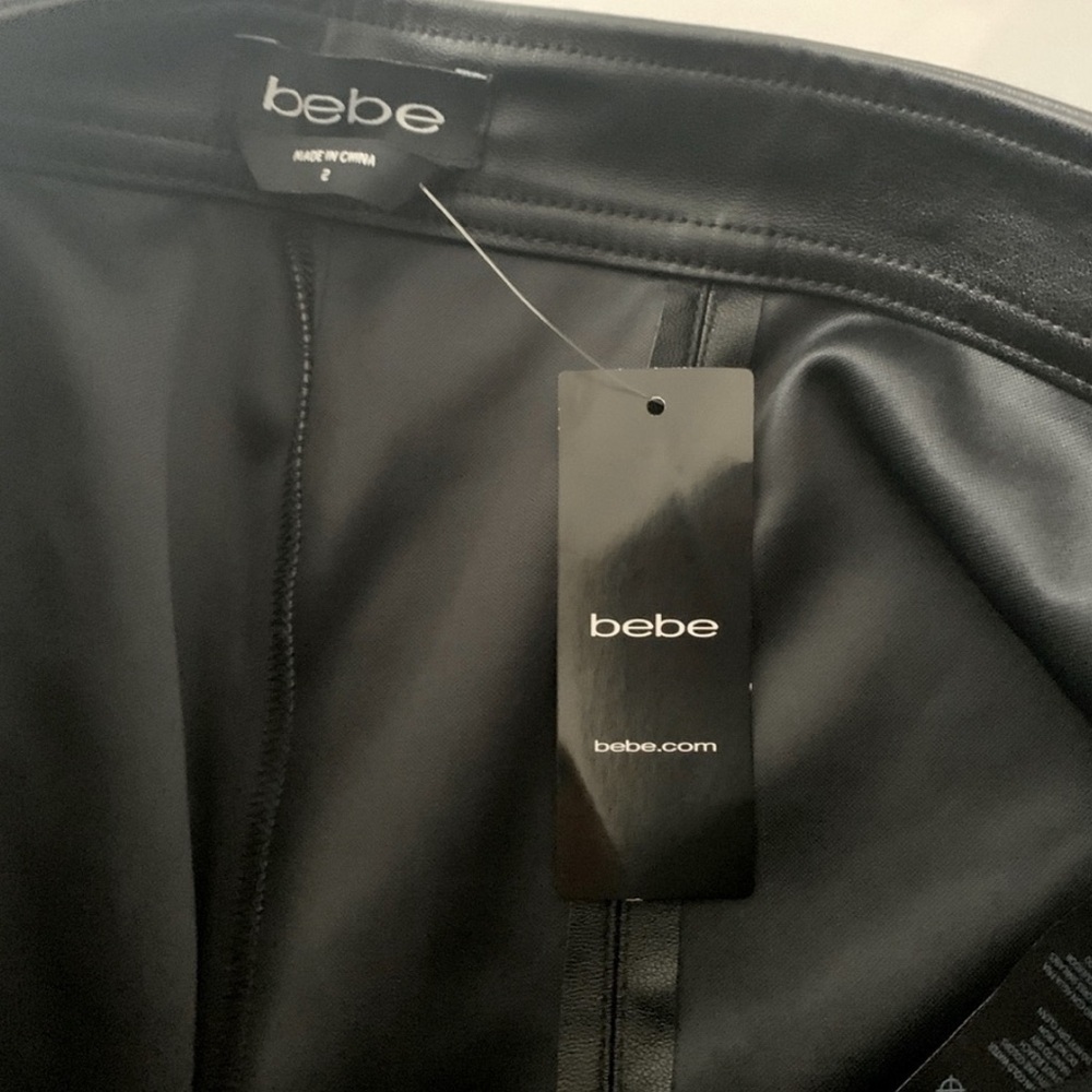 ๐ค Bebe Black Leather Button Front Seamed Leggings - Picture 14 of 15